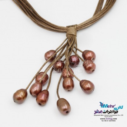 Gold and leather necklace - cluster design-MM1279